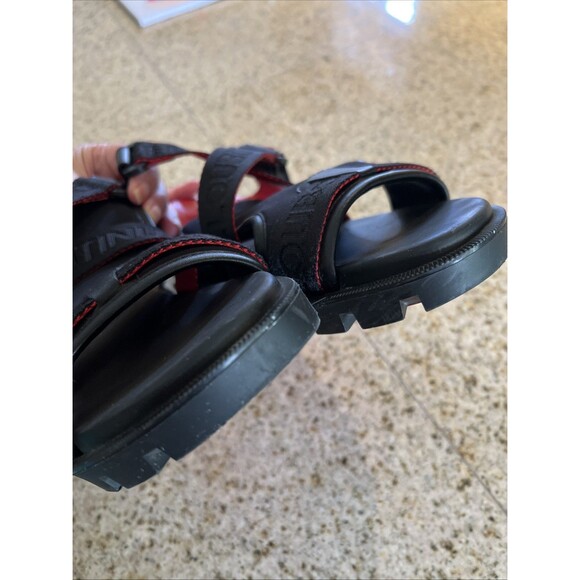 Christian Louboutin Velcrissimo Chunky Sandals- Women’s Size 37/7 Black/Red - Picture 9 of 11